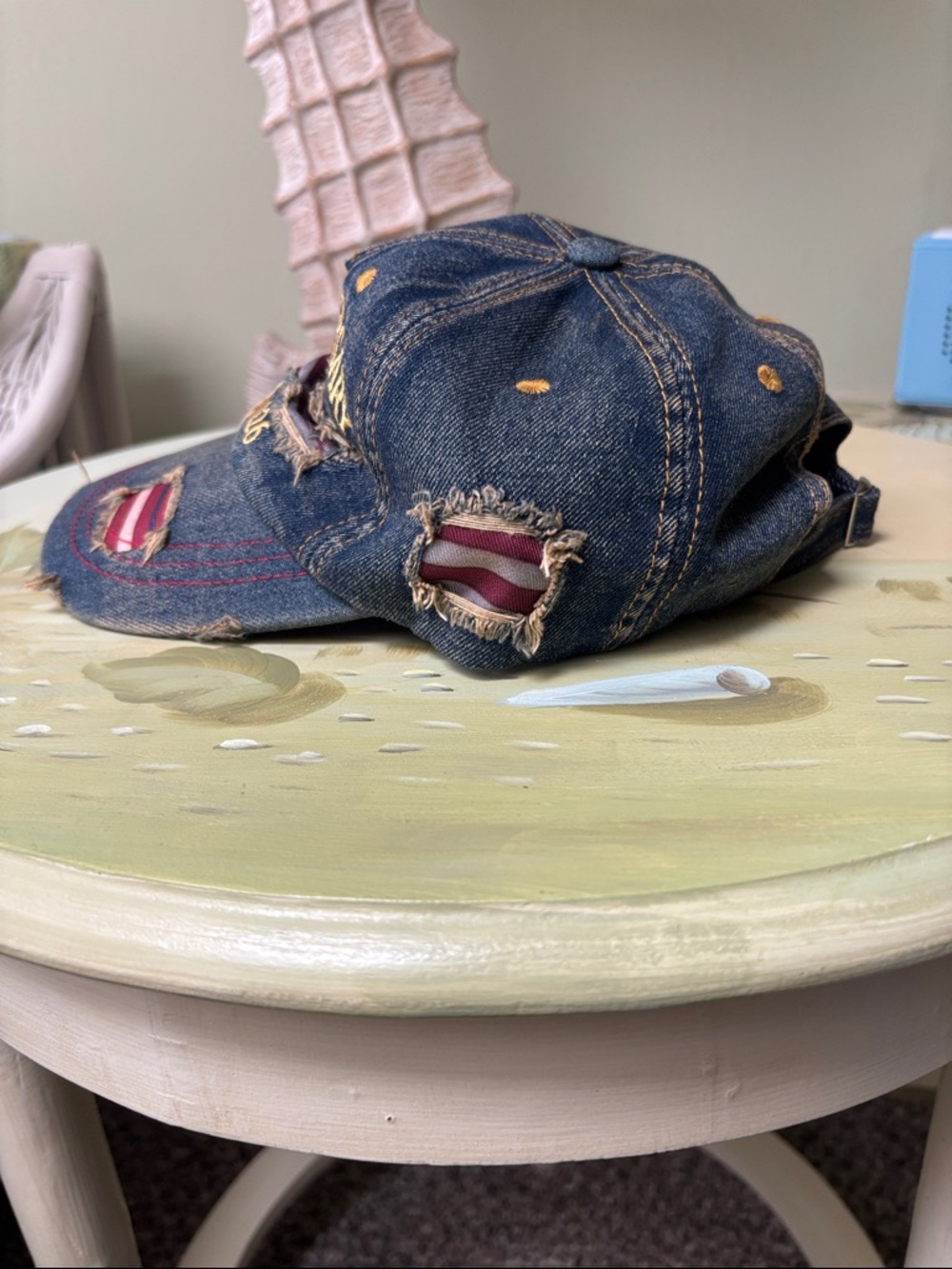 250th Anniversary Distressed Denim Cap with American Flag Detail NWOT - Picture 2 of 7